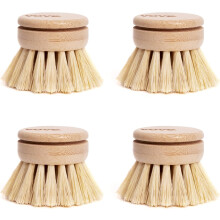 Vove Premium Bamboo Dish Brush Replacement Heads - Pack of 4 | Natural Fiber | Eco-Friendly | Plastic Free | Sustainable | Compatible with Vove Bamboo