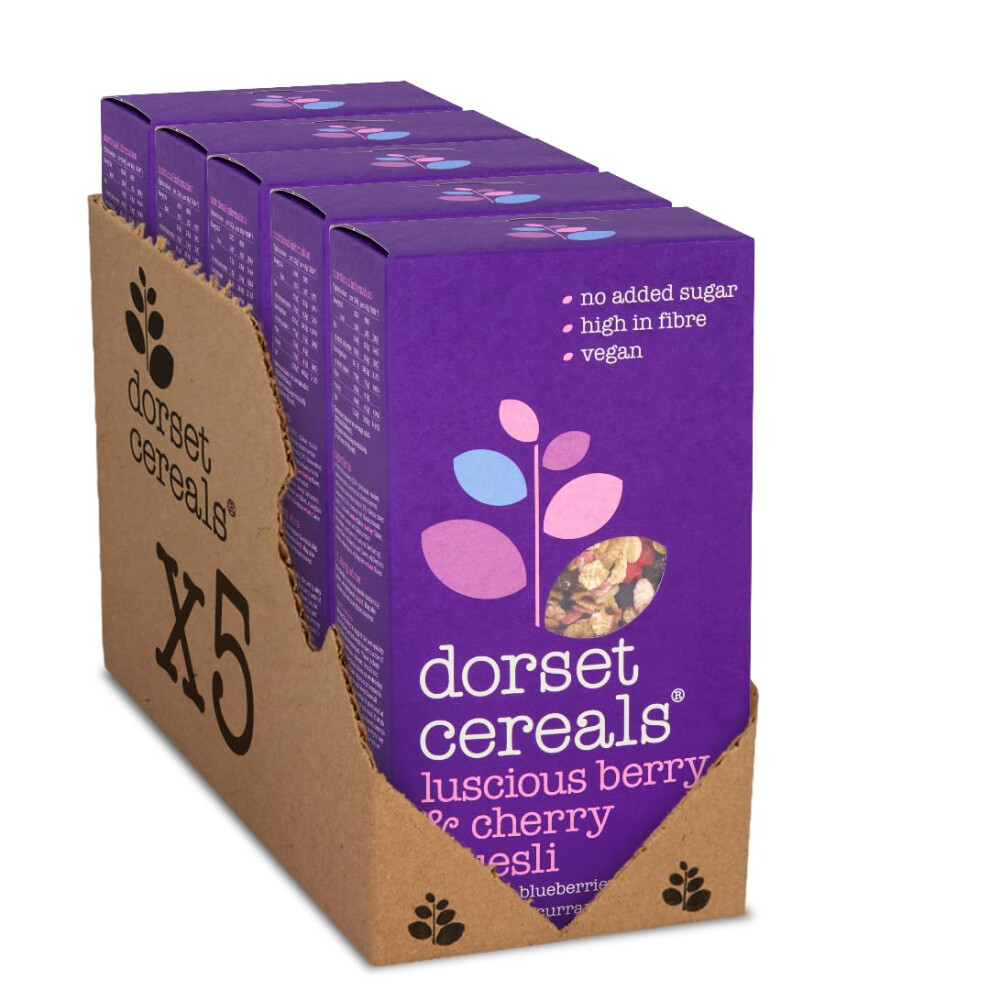 Dorset Cereals Berry & Cherry Muesli | Healthy Breakfast Cereal | Vegan | High Fibre | 5 Packs Of 600G