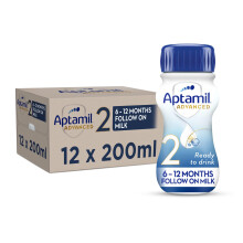 Aptamil Advanced 2 Follow On Baby Milk Ready to Use Liquid Formula, 6-12 Months, 200 ml (Pack of 12)