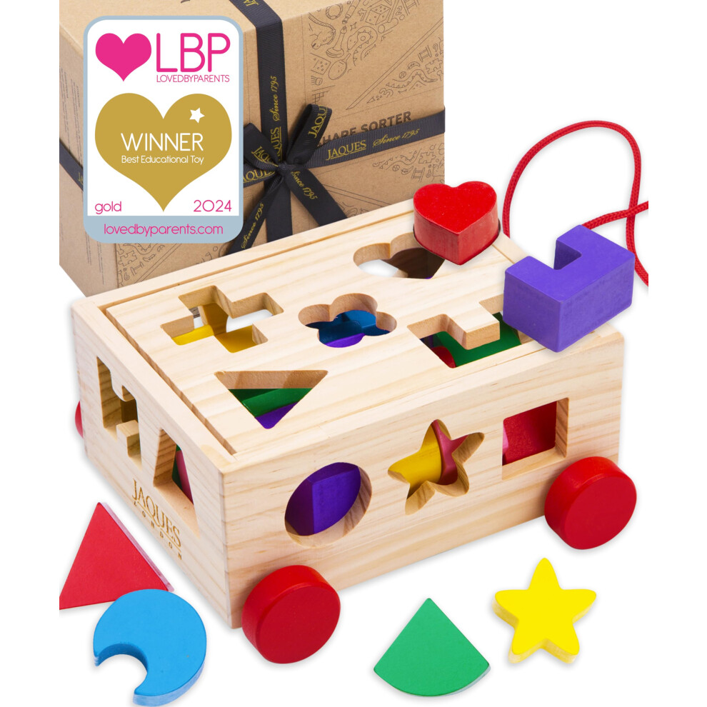 Jaques Of London Wooden Shape Sorter For 1 Year Olds | Pull Along Wooden Toys For 1 2 3 Year Olds | Montessori Toddler Toys | Since 1795