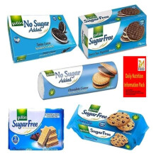 Gullon Sugar Free Biscuits Chocolate Mixed Variety Selection Diabectic friendly Pack (5 Pack) chocolate chip, cocoa sandwich, dark digestive,