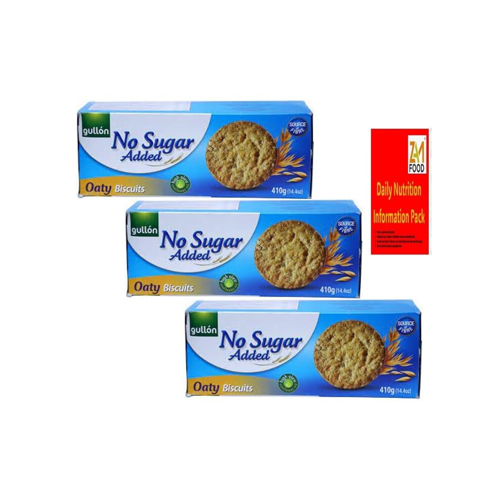 Zamfoods Men's Gullon No Added Sugar Oaty Biscuits 410G Pack Of 3, Perfect Healthy Biscuits For Diabetic Diet, Available For Hampers On All Occasions With