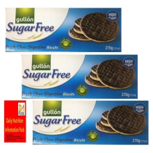Gullon Sugar free Dark Choc Digestive Biscuits 270g, I Pack of 3 I perfect for gifting for him & her, diabetic friendly biscuits on christmas,