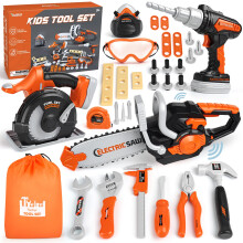 Vanplay Kids Tool Set Kids Toys Kids Tool Kit with Electric Drill, Kids Chainsaw, Circular Saw, Pretend Play Construction Toys for Boys Girls Age 3 4