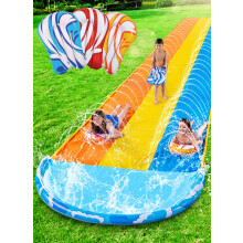 Sloosh 22.5ft x 84in/685.8 * 213.3cm Waves Triple Lawn Water Slide,Heavy Duty Lawn Water s with 3 Body Boards and Slip Sprinkler for Kids Adults