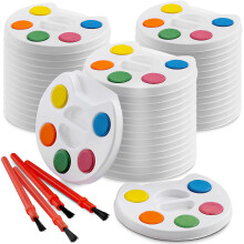 Mini Water Colour Paints Sets for Kids - (Bulk Pack of 24) - 5 Watercolours, Paint Palette Tray and Paintbrush for Art Party Favours, Prizes, Bag