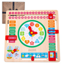 Jaques of London Learning Kids Calendar Clock | Wooden Educational Toys for 3 Year olds with Weather for Preschool Children | Learn to Tell the Time