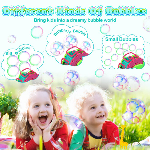 Bubble Machine for Kids,Bubble Blower with 8oz Bubble Solution - Extra Large Bubbles with Bubble-in-Bubble Effects,Bubble Maker Toys for Indoor 2