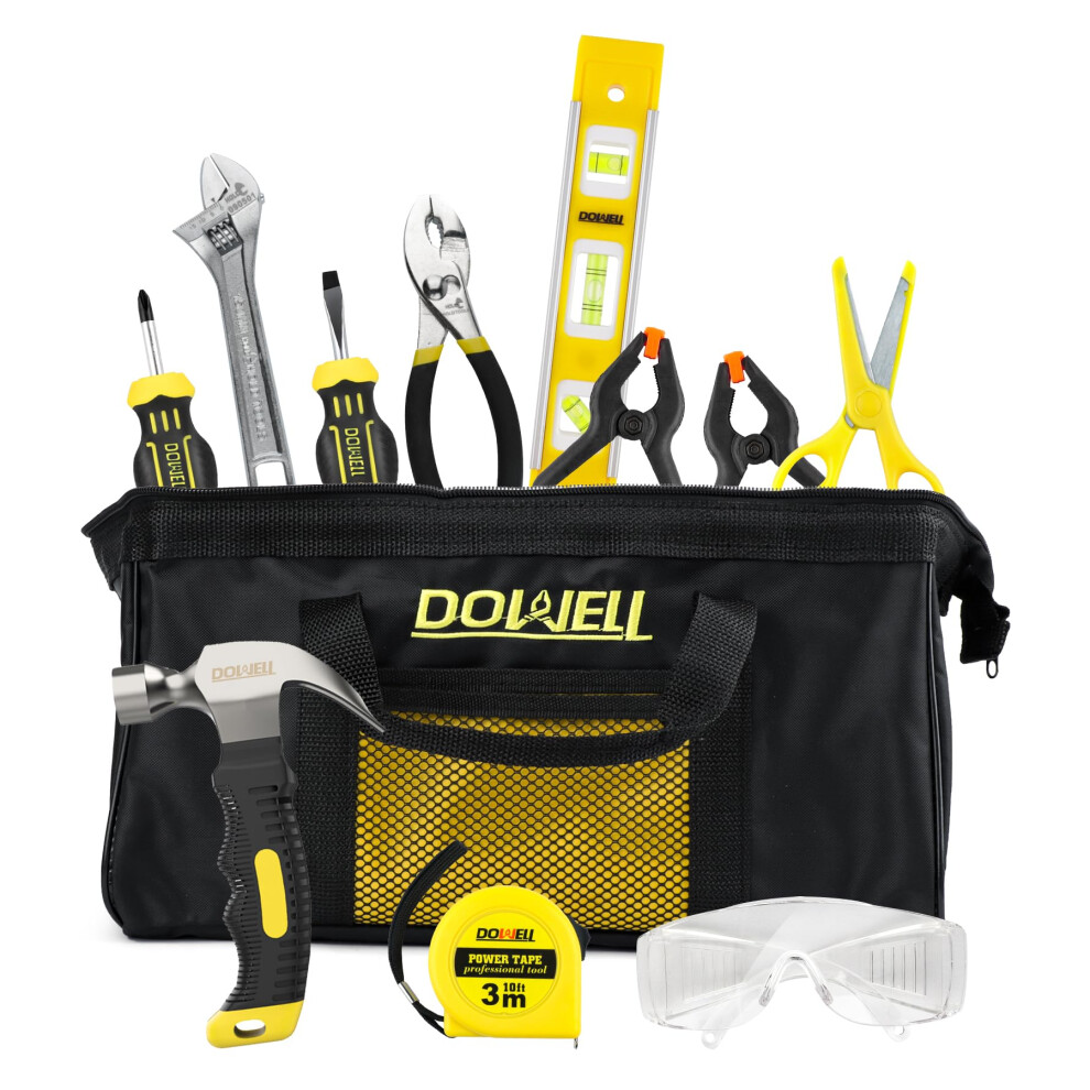 Dowell Boys Kids Tool Set With Tool Bag Including Real Metal Hand Tools For & Girls, Children&Junior Learning Tool Kit For Home Diy, Age 8+