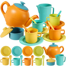 AOLEVA Kids Tea Set for Little Girls Toddler, Pretend Play Afternoon Tea Party Set Kitchen Accessories Plastic Picnic Toys Gifts for Kids Girls Boys