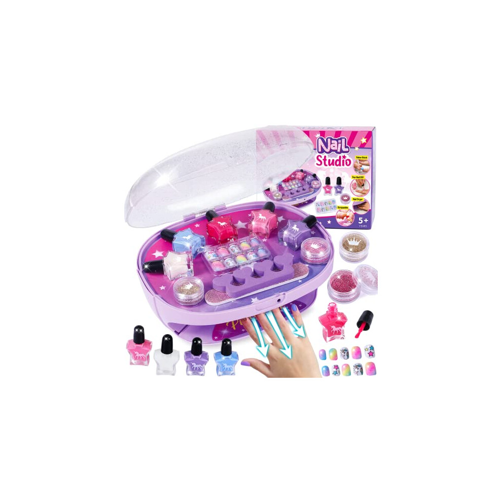 Tacobear Girls Nail Art Kit For Kids Toys Gifts 5 6 7 8 9 10 11 Years With Peel Off Nail Varnish Nail Polish Nail Dryer Press-On Nail Sticker Nail
