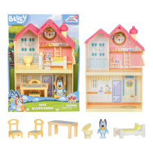 Bluey Mini Home Playset Compact House Playset With Carry Handle Three Different Rooms Kitchen, Bedroom and Bathroom Includes Figure With 5 Play Pieces