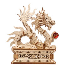 UGEARS Wood Dragon 3D Puzzle - Model Building Kits Puzzle Box with Secret Drawer - Chinese 3D Dragon Wooden Puzzle Hobbies For Men - Easy Wooden