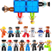 Large Magnetic Figures,15 PCS Community Figures Set, 2.75" Magnet Play People for Magnet Tiles for Kids Boys Girls Ages 3 4 5 6 7+,Creative Learning
