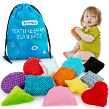 teytoy Texture Sensory Bean Bags Toys for Autism, 12 Fidget Sensory Shape Toys with Storage Bag, Develop Fine Motor & Sensory Play for Baby Boys Girls