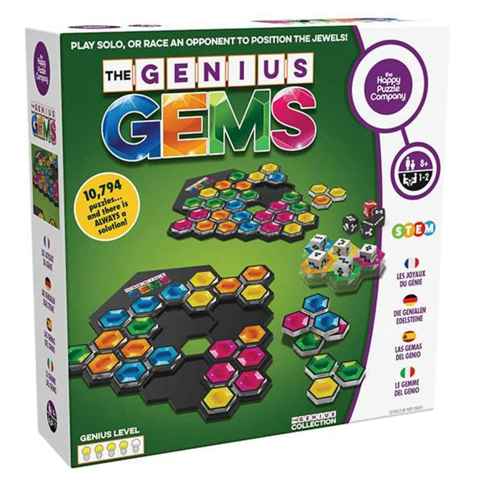 The Happy Puzzle Company The Genius Gems Game - 10,794 Puzzles - A Great Challenge For Friends And Family Board Game Night - Logic Puzzle Smart Games