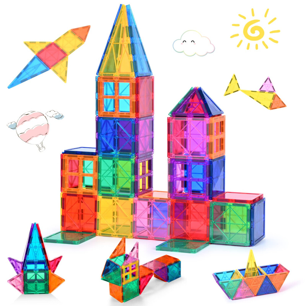 Voltenick Magnetic Building Blocks Tiles 42Pcs 3D Stronger Magnetic Construction Toys For Kids Stem Creativity Educational Toys Gifts For 3+ Year Olds