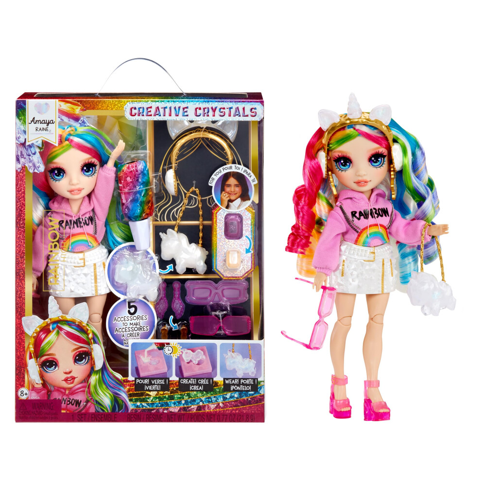 Rainbow High Creative Crystals Amaya - Rainbow 28 Cm Fashion Doll With Crystal Accessory Make It Kit, Ring For You, Diy, Crafts, Resin Play, Ideal