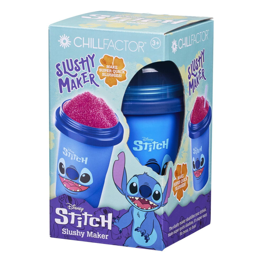 Chill Factor Chillfactor 08258 Disney Reusable Squeeze Cup Maker With Stitch Character Design, Homemade Slushies, Blue