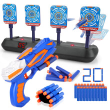 Electronic Digital Target with Gun Toy for Nerf, Pistol Toy with Foam Bullets for 3 4 5 6 7 8 9 10 Year Old Kids Boy Girl Children Shooting Game Xmas