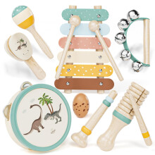 Lehoo Castle Kids Wooden Baby Toddler Montessori Musical Toys for 1-3 Year Old, Baby Maracas Xylophone Tambourine Percussion Instruments Set 18M+