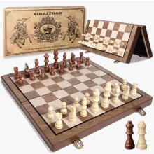 Sihaiyuan Chess Set, 15'' Magnetic Wooden Chess Board, Travel Chess Set for Adults & Kids, 2-in-1 Chess and Checkers Board Game