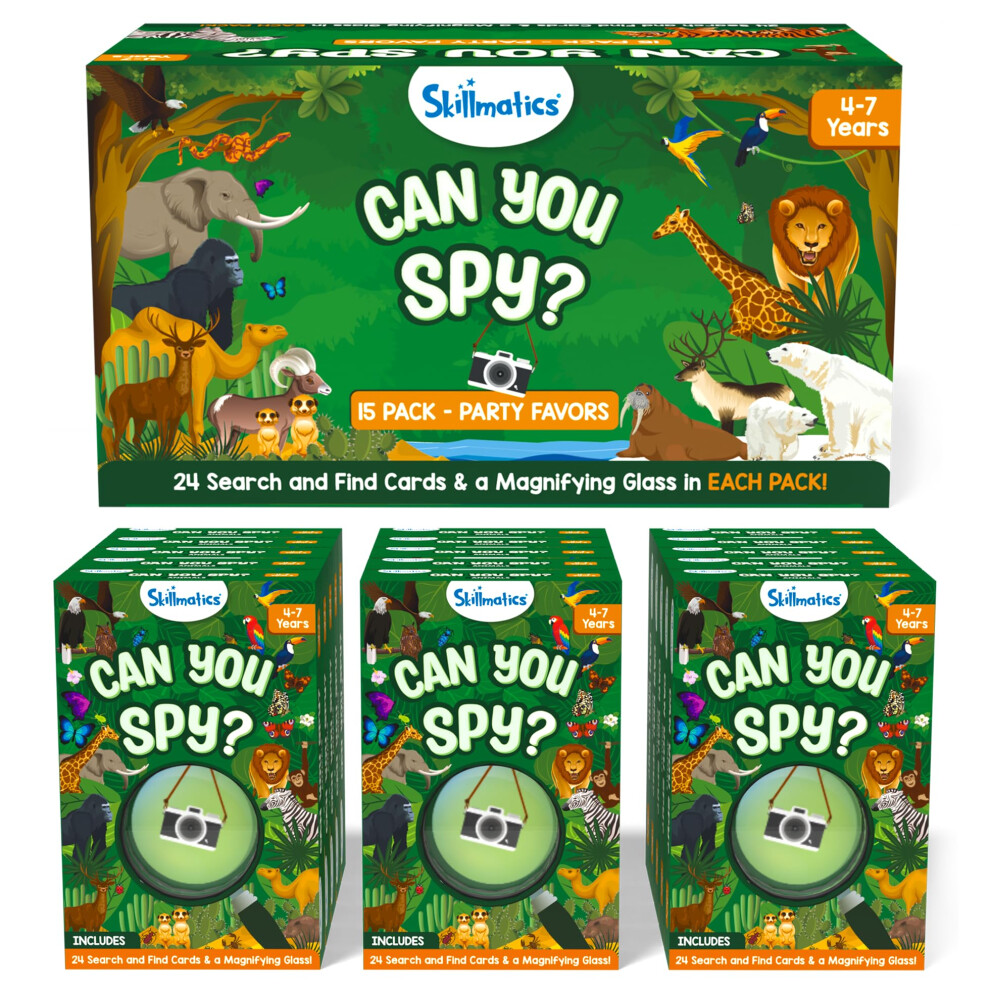 Skillmatics Party Favors (Pack of 15) - Can You Spy Animals Cards Set, Goodie Bag Stuffers for Kids, Play Search & Find Educational Games, Gifts for-image-OPC-PK52KZK-NEW
