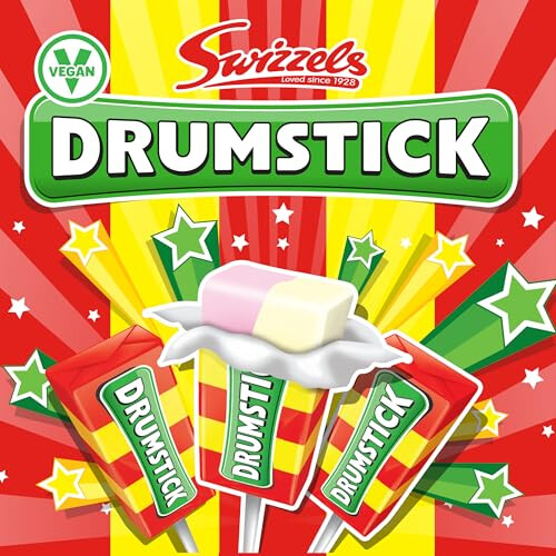 Swizzels Original Drumstick Soft Chew Sweets, Raspberry and Milk Flavour Bulk Sweets, Multipack (36 Soft Chew Sticks) 1