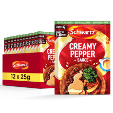 Schwartz Creamy Pepper Sauce 25 G | Serves 4 | Pack of 12 | Rich & Creamy Delicious Steak Sauce | With Aromatic Crushed Black and White Peppercorn |