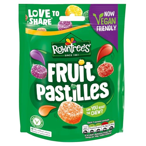 Rowntree's Fruit Pastilles Sweets Sharing Bag, Vegan Friendly, 10 x 143g 1