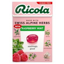 Ricola Raspberry Mint Sugar Free Swiss Herbal Sweets, Herb Drops, Sweet Box 45g - Pack of 10 Boxes