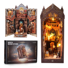 Lycidae Book Nook Kit, DIY Magic Dollhouse, Booknook, Miniature House Kit, 3D Puzzle Wooden, LED Lights, Decoration Gift, Booknook Book Shelf
