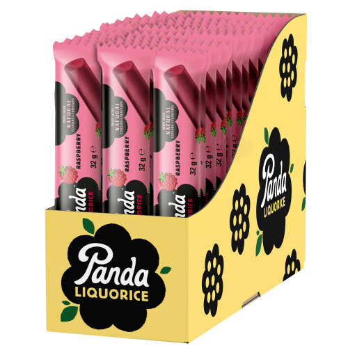 Panda Panda ? | Natural Soft Raspberry Liquorice Bars | 32 Gr x 36 Bars Pack