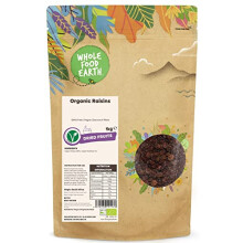 Wholefood Earth Organic Raisins ? 1 kg | GMO Free | Vegan | Source of Fibre | Certified Organic