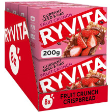 Ryvita Fruit Crunch - Currants, Seeds and Oats Crispbread | Healthy Snack | High in Fibre | 8 PACKS of 200 g