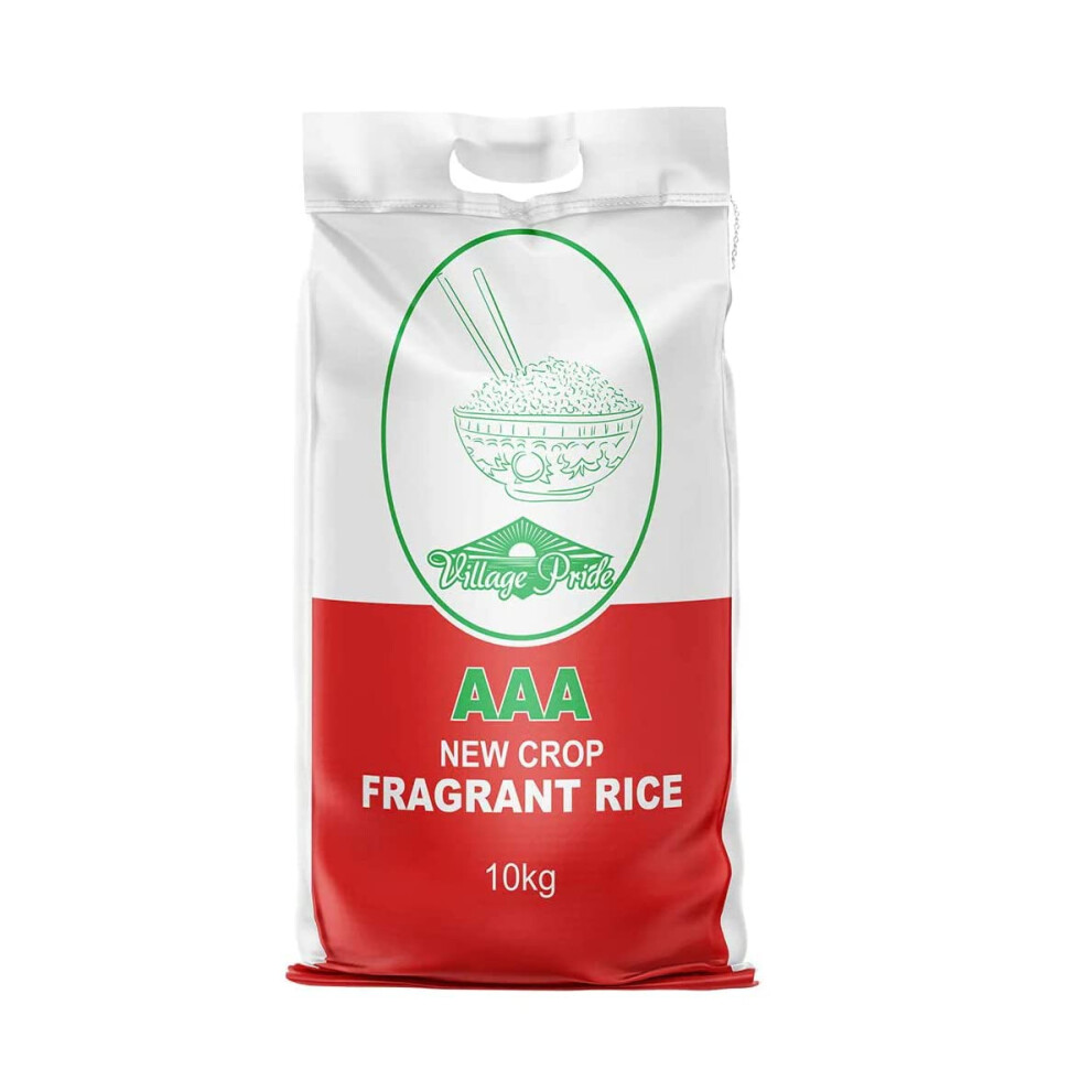 My Africa Caribbean Village Pride Fragrant Rice, 10Kg Extra Super Quality Aromatic Long Grain Rice Enhances Curries & Everyday Dishes, Light Fluffy Texture, Essential For