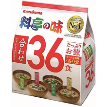 Marukome Miso Ryotei no Aji Soup 4 Flavours, Pack of 36 Japanese Instant Miso Soups (Wakame Seaweed, Green Onions, Tofu, Aburaage)