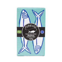 Fish 4 Ever - 10x 125g Mackerel Fillets In Spring Water - Sustainably Fished. Tin Canned Food Rich In Omega-3, Great With Bread, Used In Pate, Pasta