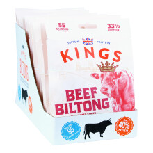 Kings - Beef Biltong - Rib Eye Flavour - High Protein Meat Snack - Box of 12 x 25 g Packs