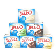 Jell-O Sugar Free Fat Free Pudding & Pie Filling Bundle of Six: Chocolate, Banana Cream, White Chocolate,Cheesecake, Pistachio and Chocolate Fudge (6
