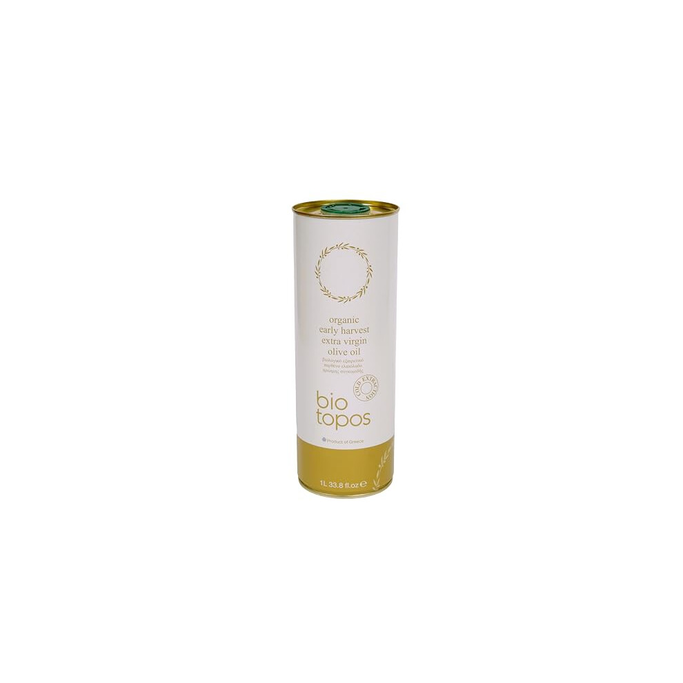 Biotopos, Fresh-Active Polyphenols- Organic Extra Virgin Olive Oil - Early Harvest, Koroneiki, Cold Pressed- Single Estate, Messenia Greece,1L Tin-image-OPC-PK52NC5-NEW