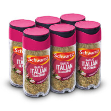 Schwartz Garlic Italian Seasoning 43 G | Jar | Pack of 6 | Mediterranean Taste | With Garlic, Oregano and Black Pepper | Perfect for Pasta Sauces and