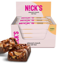 NICKS Nut Bar Almond crunch, Vegan Chocolate Keto Snack 2.8 Net Carbs, 173 Calories, No Added Sugar Gluten Free Low Carb Sweets (Multipack 12x40g)