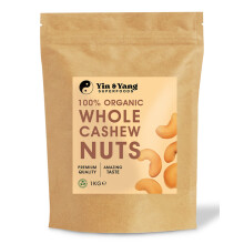Organic Cashew Nuts 1kg Whole, Raw, 100% Natural, by Yin & Yang Superfoods. Premium Quality, Source of Fibre & Protein, Vegan, Contains Antioxidants,
