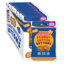 SUPERFOODIO Peanut Butter Buttons | No Added Sugar Original Flavour (Keto friendly) | Low Carb Snack & Vegan | All-Natural | Protein | Keto Snack (20g