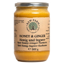 900 g Raw Honey with Ginger & Turmeric, Single Origin, Unfiltered, Unheated and Additive-Free, Natural product by RAW FARM Beekeepers