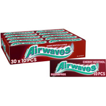 Airwaves Chewing Gum, Sugar Free, Cherry Menthol, 30 Packs of 10 Pieces