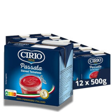 CIRIO Passata, Smooth Sieved Tomatoes, Tomato Sauce, Italian, Carton, 500g (Pack of 12)