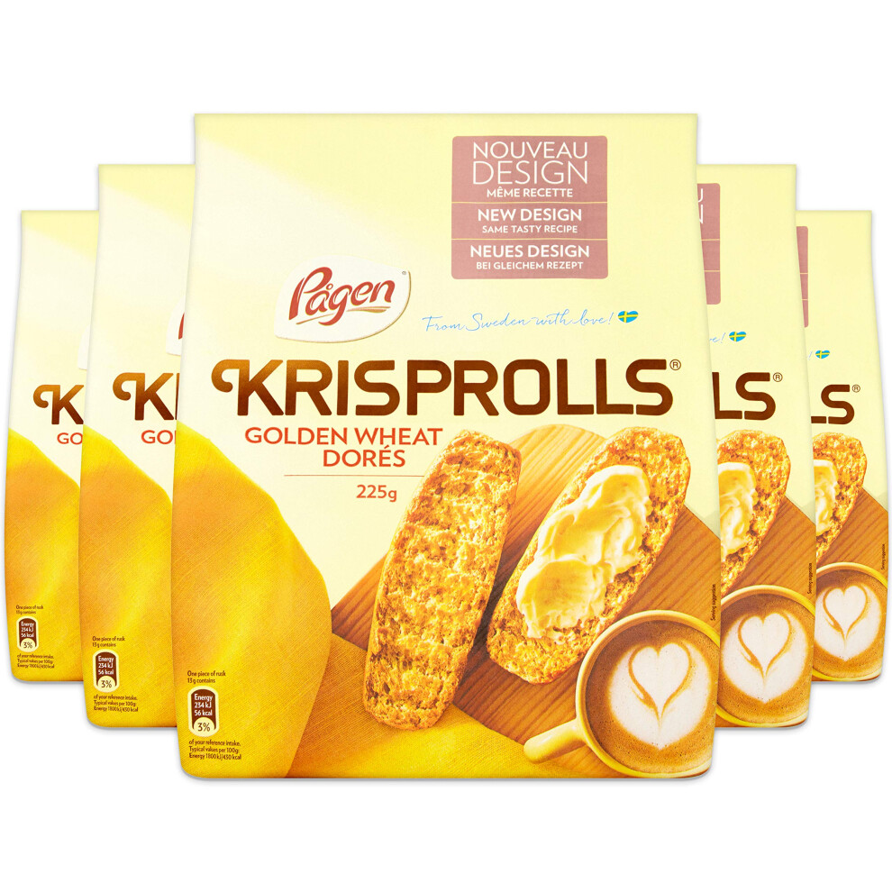 Pagen P?Gen Krisprolls Wheat | Swedish Toast | Healthy Snack | Fibre | 5 Packs Of 225G Golden