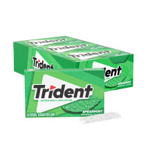 Trident Spearmint Sugar Free Chewing Gum with Xylitol 14 Sticks pack of 12